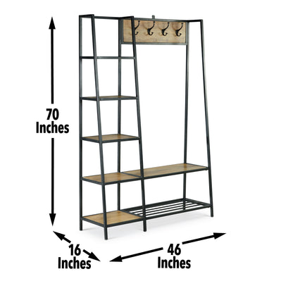 Hampton - Hall Tree - Dark Brown - Hornell Furniture Outlet