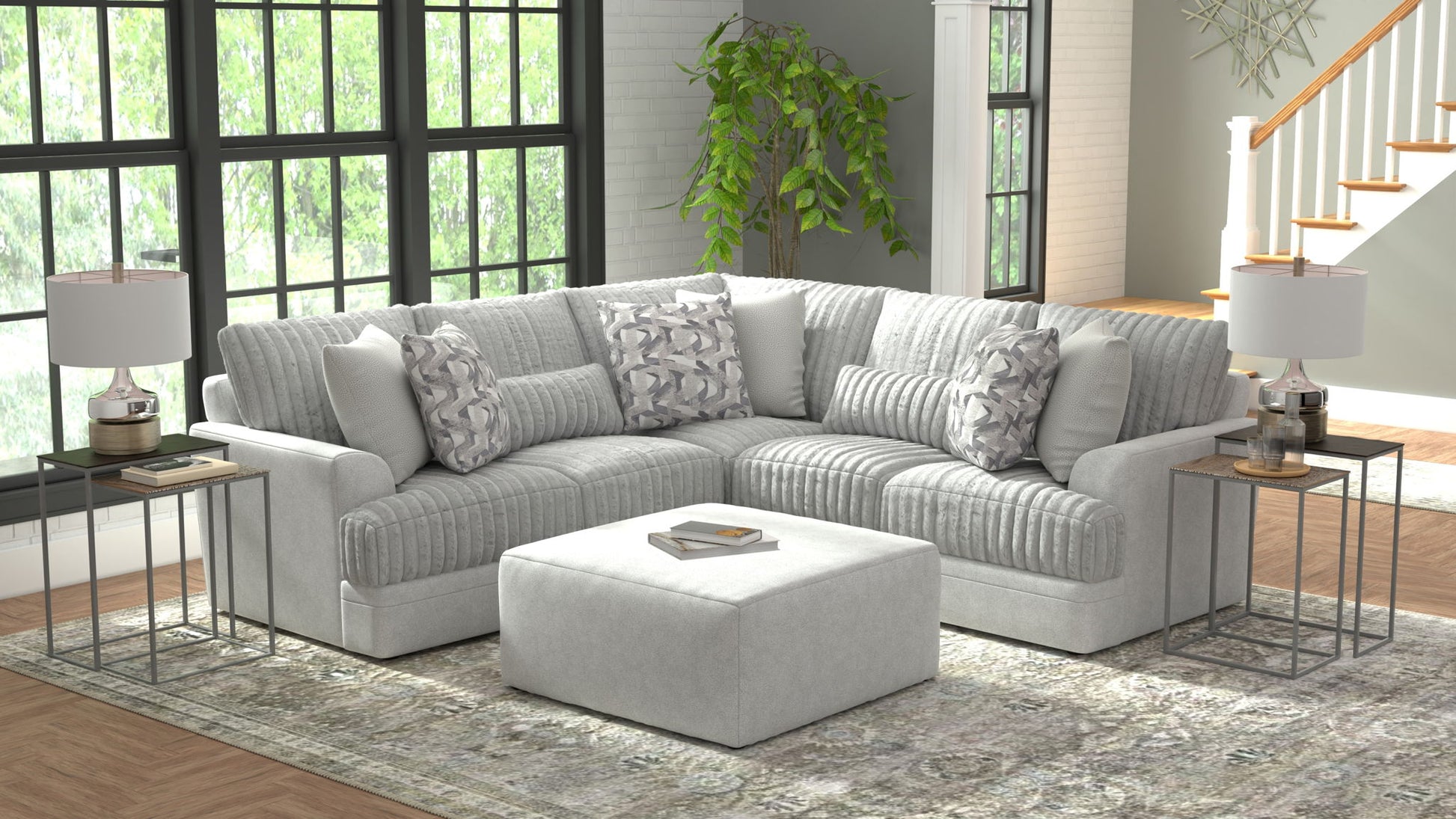 Titan - Sectional With Comfort Coil Seating And Accent Pillows Included - Hornell Furniture Outlet