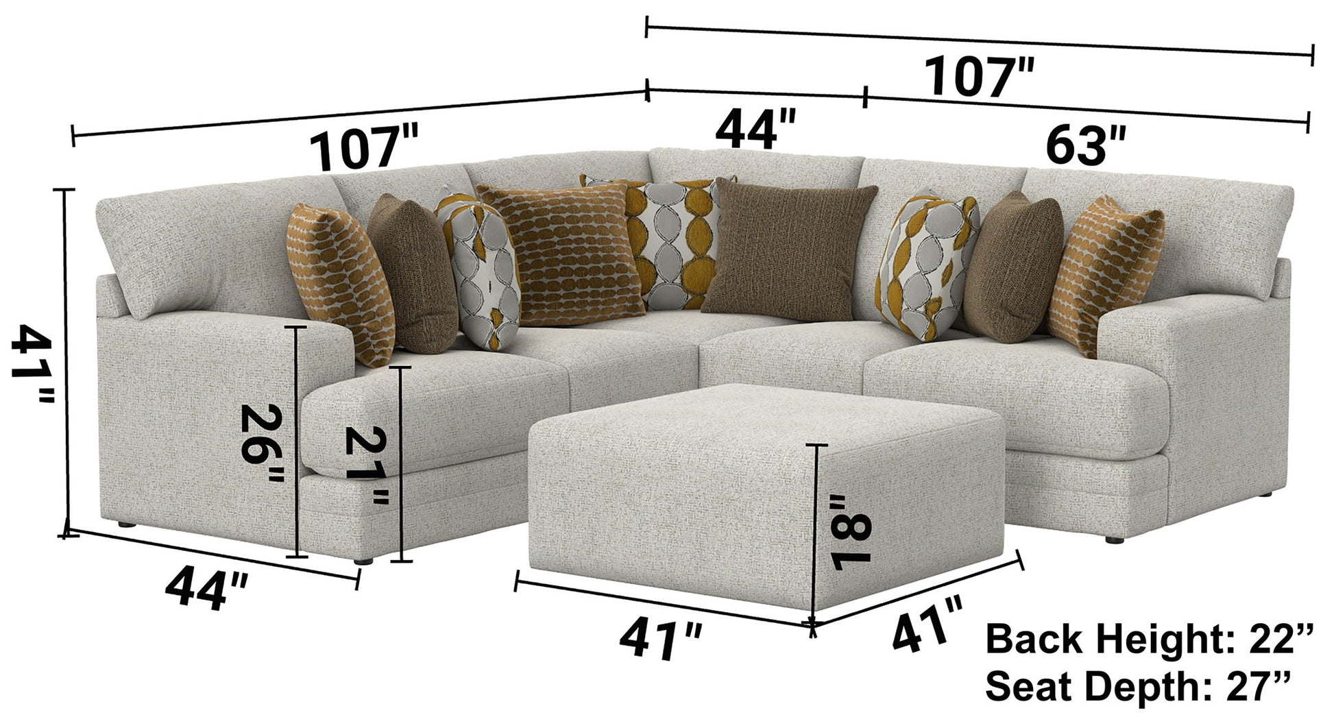 Tori - Sectional With Comfort Coil Seating, Cocktail Ottoman And Accent Pillows Included - Hornell Furniture Outlet