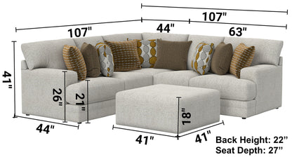 Tori - Sectional With Comfort Coil Seating, Cocktail Ottoman And Accent Pillows Included - Hornell Furniture Outlet