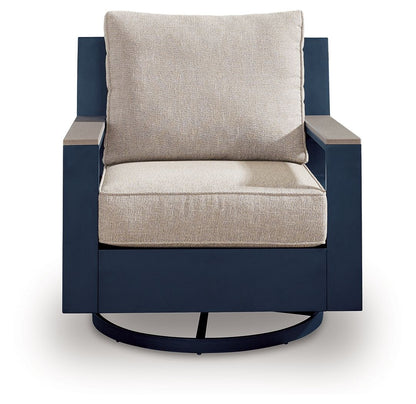East Beach - Swivel Glider Chair With Cushion - Blue - Hornell Furniture Outlet