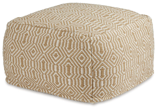 Adamont - Tan / Ivory - Pouf - Hornell Furniture Outlet