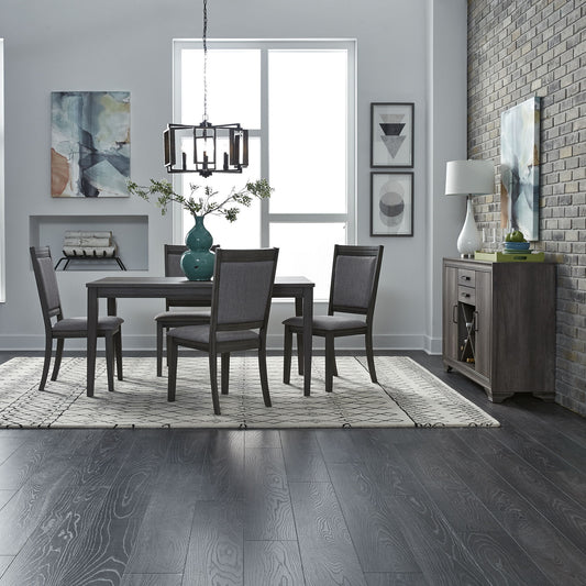 Tanners Creek - 5 Piece Leg Table Set (Upholstered Chair) - Dark Gray - Hornell Furniture Outlet