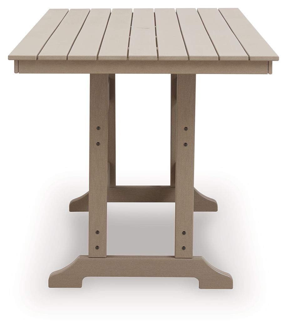 Seacliff Beach - Rectangular Counter Height Dining Table With Umbrella Option - Medium Brown - Hornell Furniture Outlet