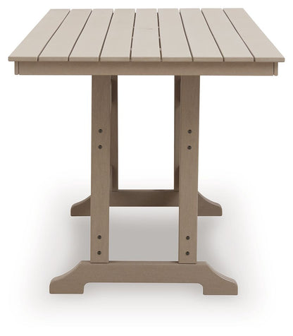 Seacliff Beach - Rectangular Counter Height Dining Table With Umbrella Option - Medium Brown - Hornell Furniture Outlet