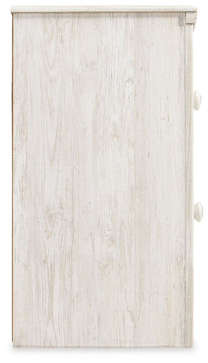 Paxberry - Two Drawer Night Stand - Whitewash - Hornell Furniture Outlet