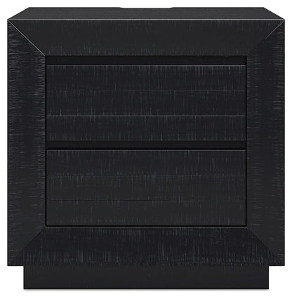 Londer - Black - Two Drawer Night Stand - Hornell Furniture Outlet