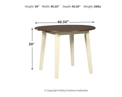 Woodanville - Cream / Brown - Round DRM Drop Leaf Table - Hornell Furniture Outlet
