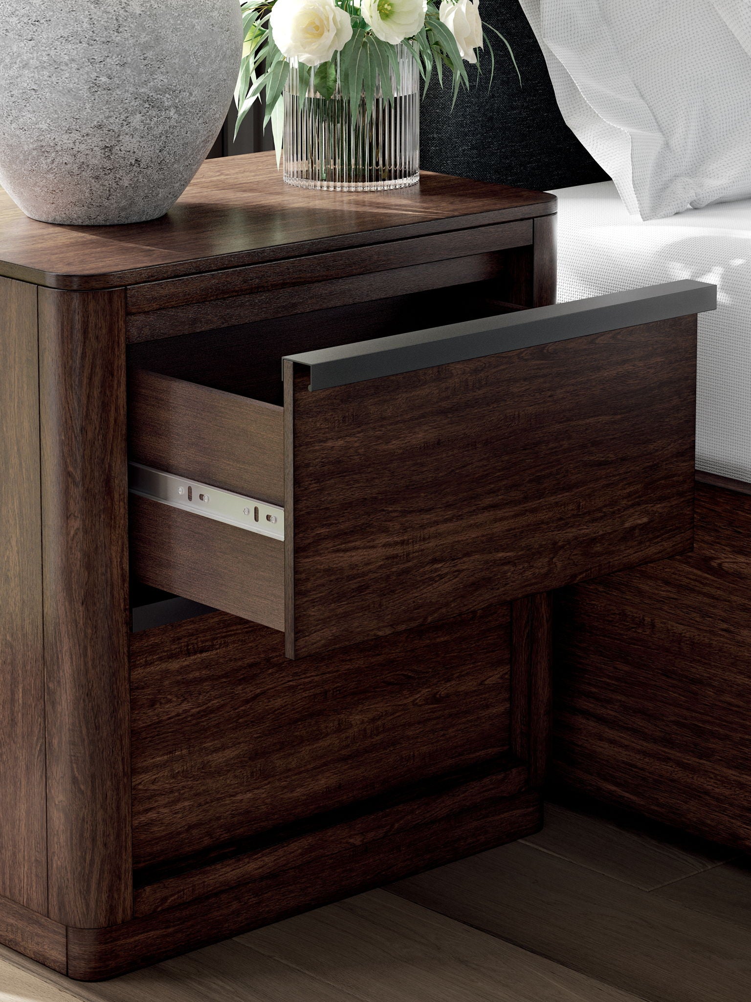 Dilenno - Dark Brown - Two Drawer Night Stand - Hornell Furniture Outlet