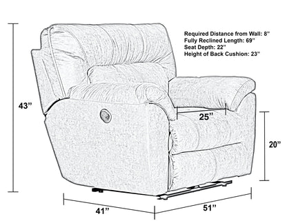 Hollins - Power Recliner - Coffee - Hornell Furniture Outlet