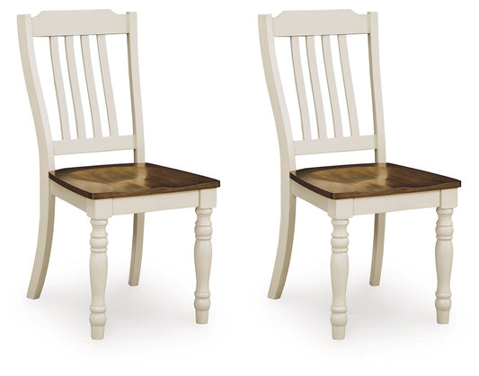 Wirloni - Dining Room Side Chair (Set of 2) - Antique White / Brown - Hornell Furniture Outlet