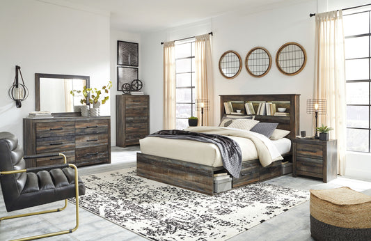 Drystan - Dresser, Mirror, Bookcase Bed Set - Hornell Furniture Outlet