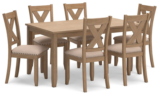 Sanbriar - Light Brown - RECT DRM Table Set (Set of 7) - Hornell Furniture Outlet