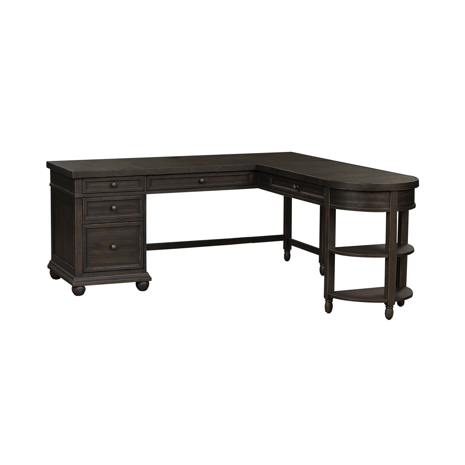 Harvest Home - L Shaped Desk Set With Hutch - Black - Hornell Furniture Outlet