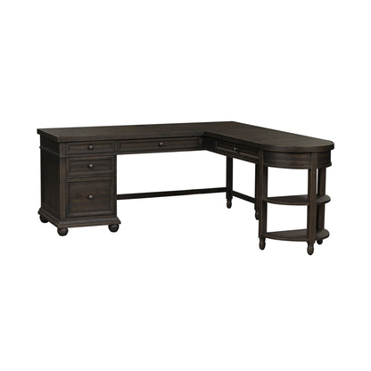 Harvest Home - L Shaped Desk Set With Hutch - Black - Hornell Furniture Outlet