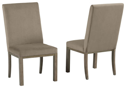 Chrestner - Gray / Brown - Dining UPH Side Chair (Set of 2) - Hornell Furniture Outlet