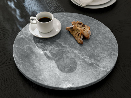 Kaza - Marble Lazy Susan - Gray - Hornell Furniture Outlet