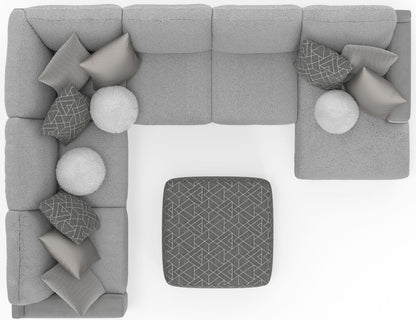 Canyon - 4 Piece Sectional With Cuddler Seat Cushions, Included Accent Pillows And Cocktail Ottoman (Right Side Facing Chaise) - Platinum - Hornell Furniture Outlet