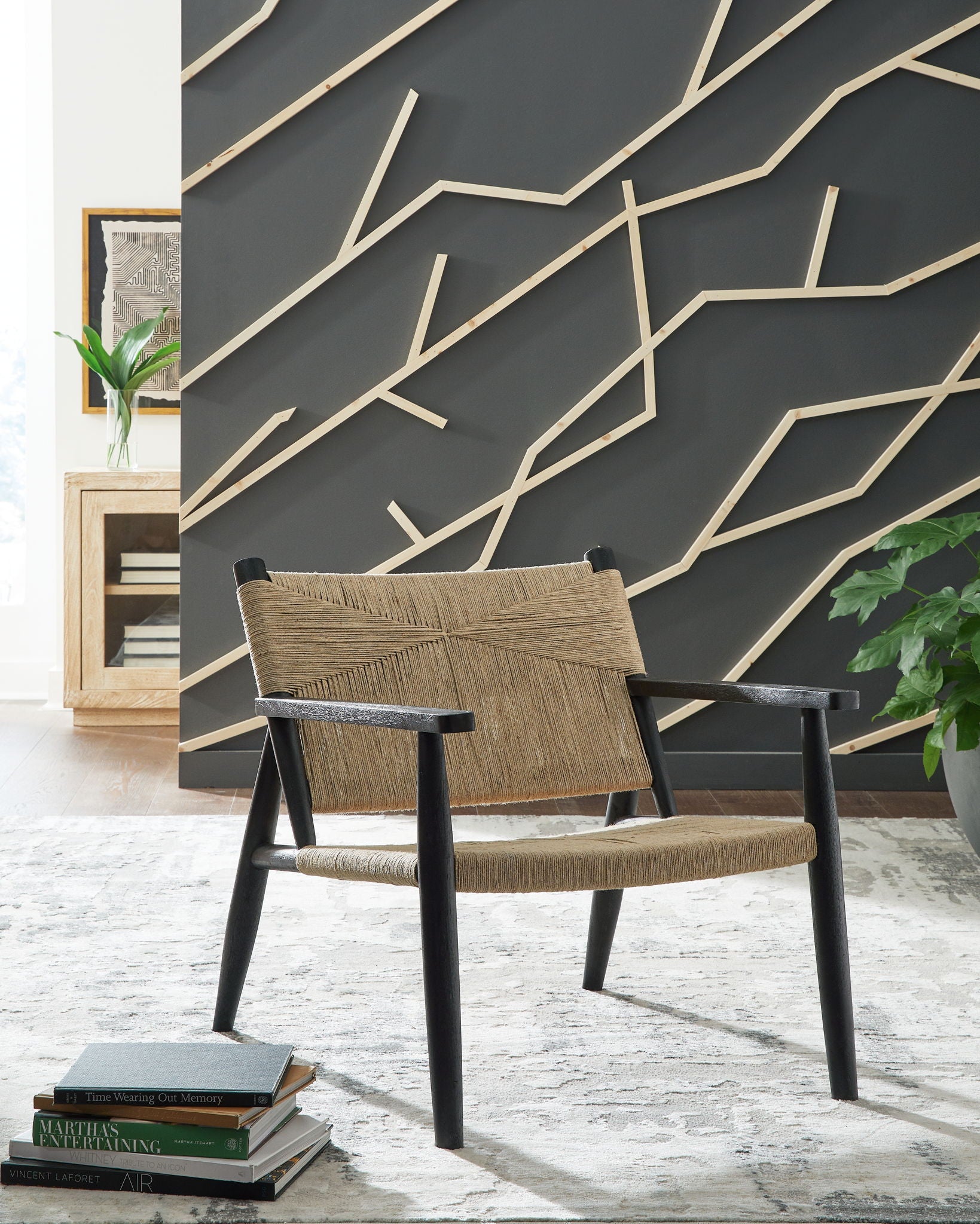 Halfmore - Black / Natural - Accent Chair - Hornell Furniture Outlet