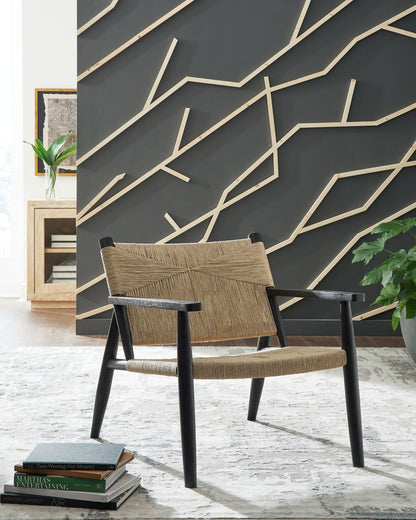 Halfmore - Black / Natural - Accent Chair - Hornell Furniture Outlet