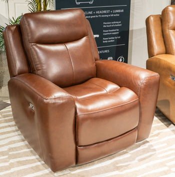 Next Move - Mahogany - Power Recliner With Adjustable Headrest - Hornell Furniture Outlet