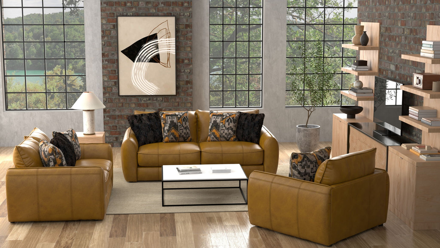 Corvara - Top Grain Italian Leather Match Sofa - Caramel - Hornell Furniture Outlet