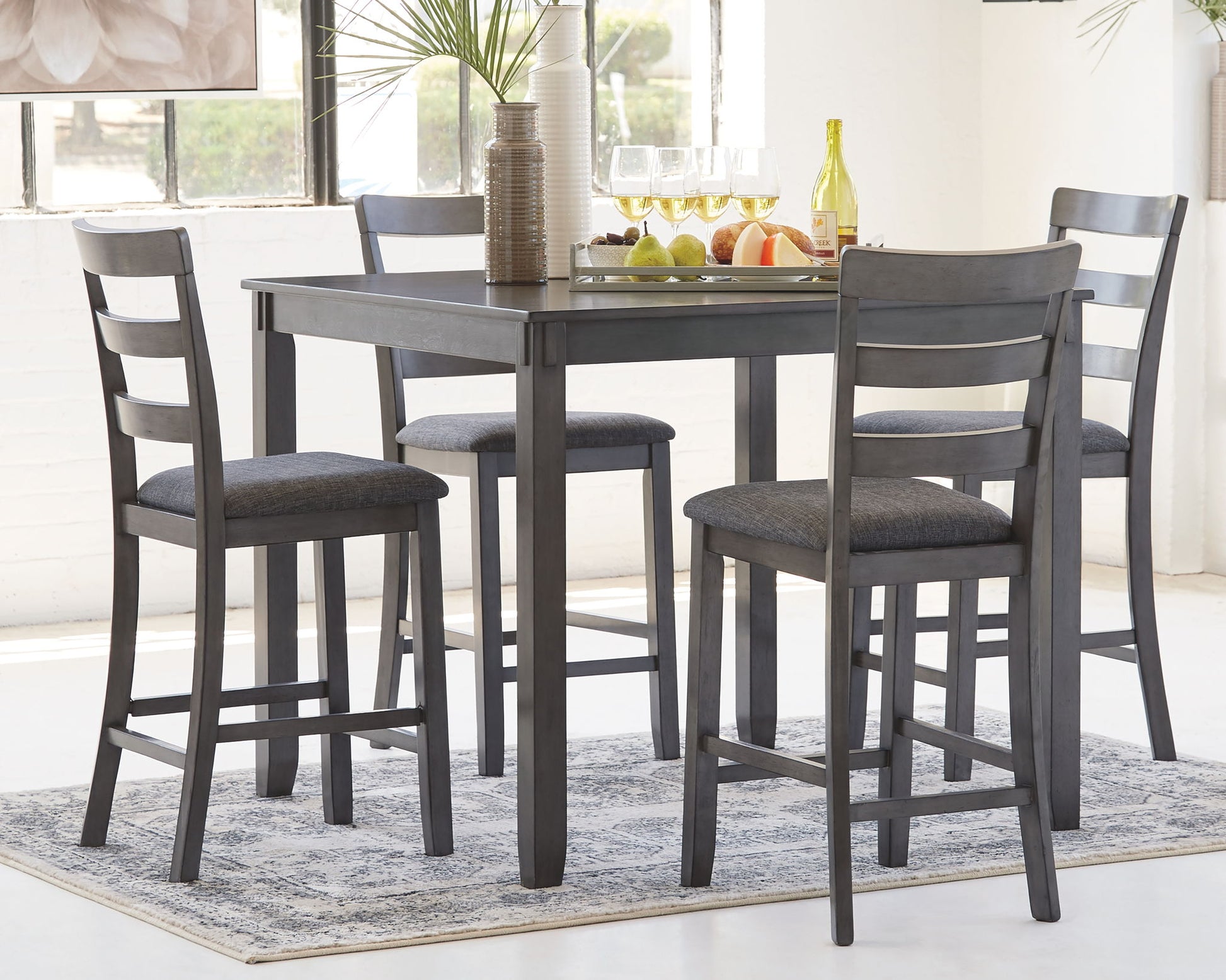 Bridson - Gray - Square Counter TBL Set (Set of 5) - Hornell Furniture Outlet