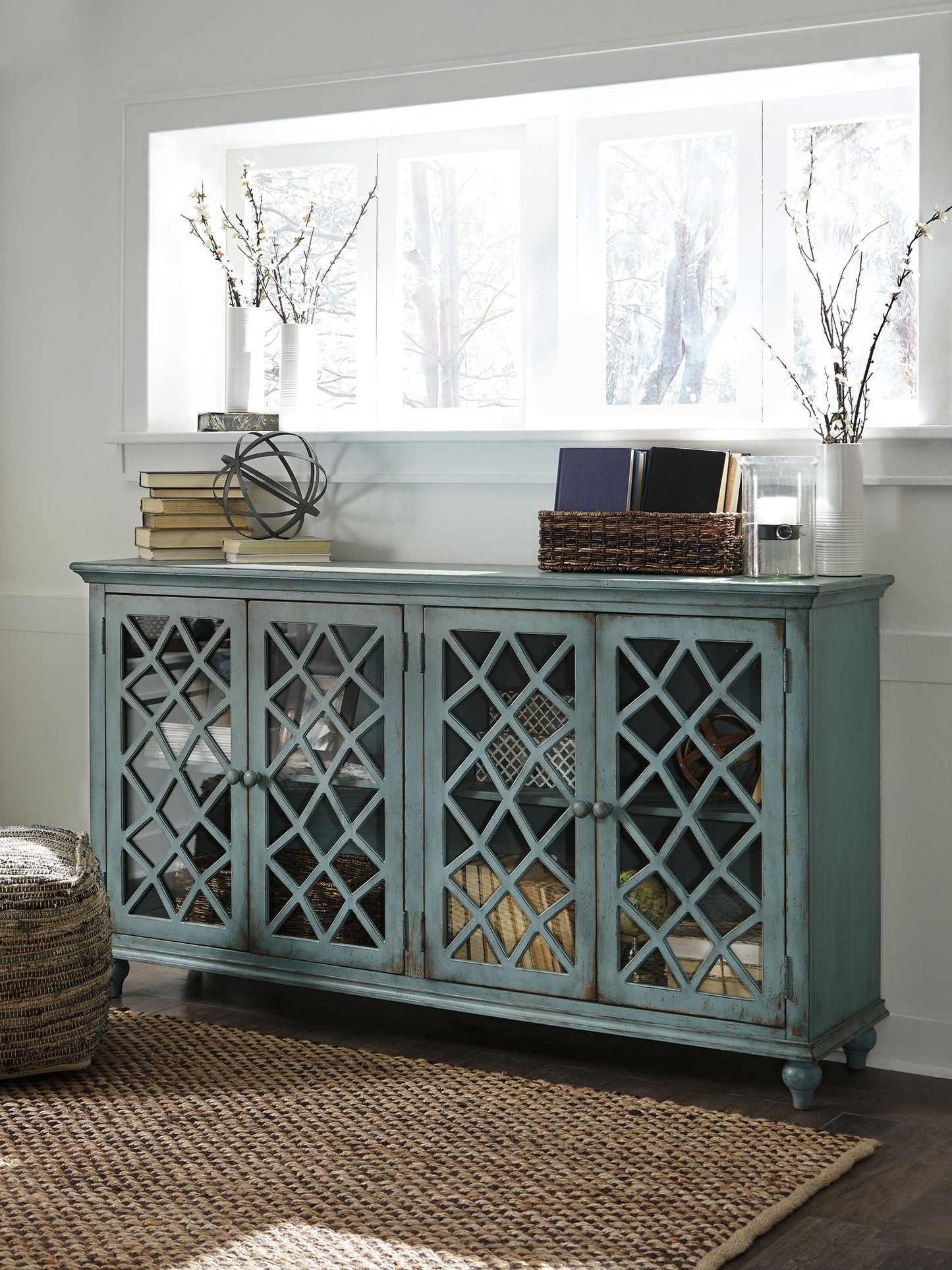 Mirimyn - Accent Cabinet - Vintage Finish - Antique Teal - Hornell Furniture Outlet