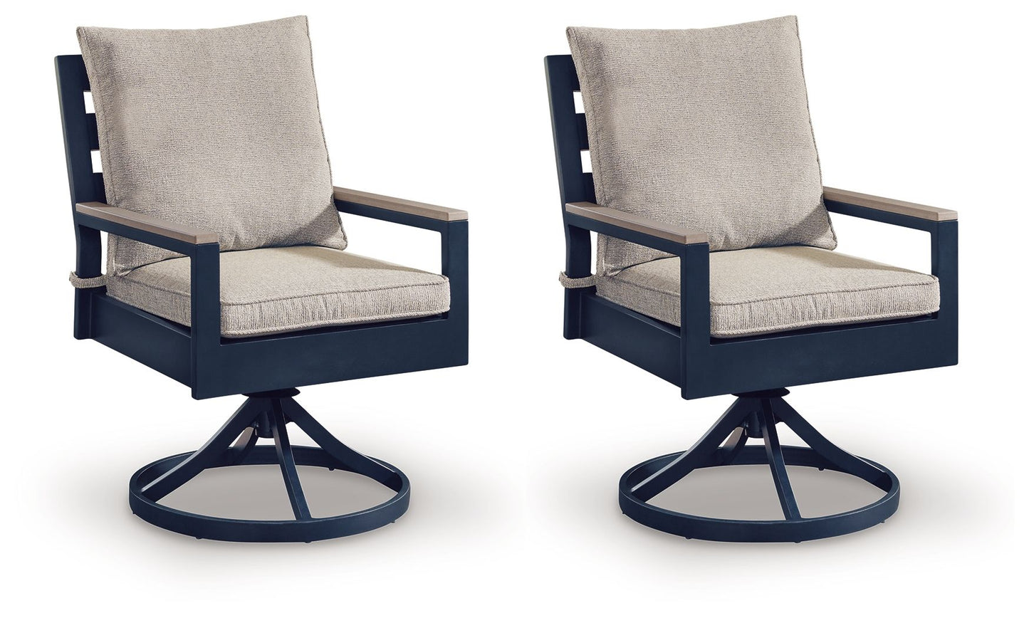 East Beach - Swivel Chair With Cushion (Set of 2) - Blue - Hornell Furniture Outlet