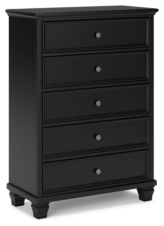 Lanolee - Black - Five Drawer Chest - Hornell Furniture Outlet