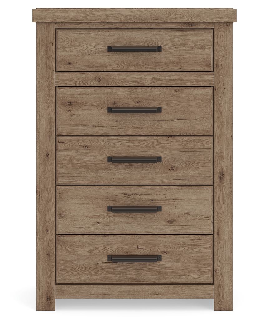 Oliandon - Five Drawer Chest - Light Brown - Hornell Furniture Outlet
