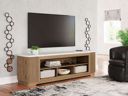 Camdill - XL TV Stand With Fireplace Option - Light Brown - Hornell Furniture Outlet