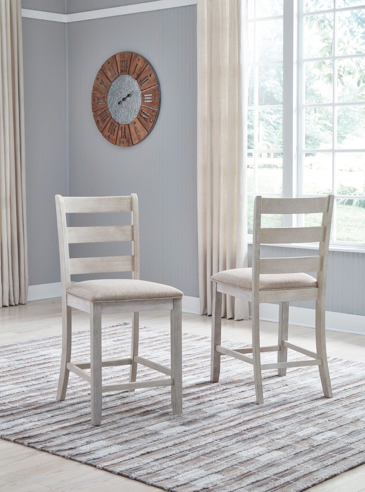 Skempton - White - Upholstered Barstool (Set of 2) - Hornell Furniture Outlet