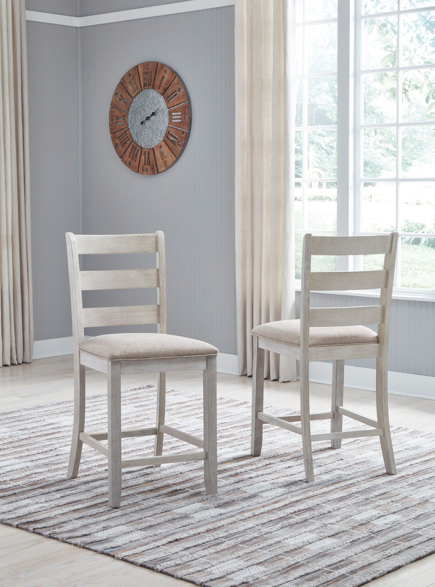 Skempton - White - Upholstered Barstool (Set of 2) - Hornell Furniture Outlet