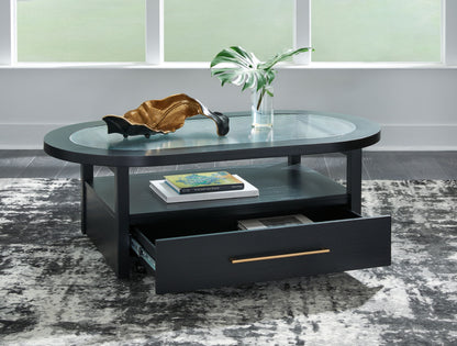 Winbardi - Black - Oval Cocktail Table - Hornell Furniture Outlet