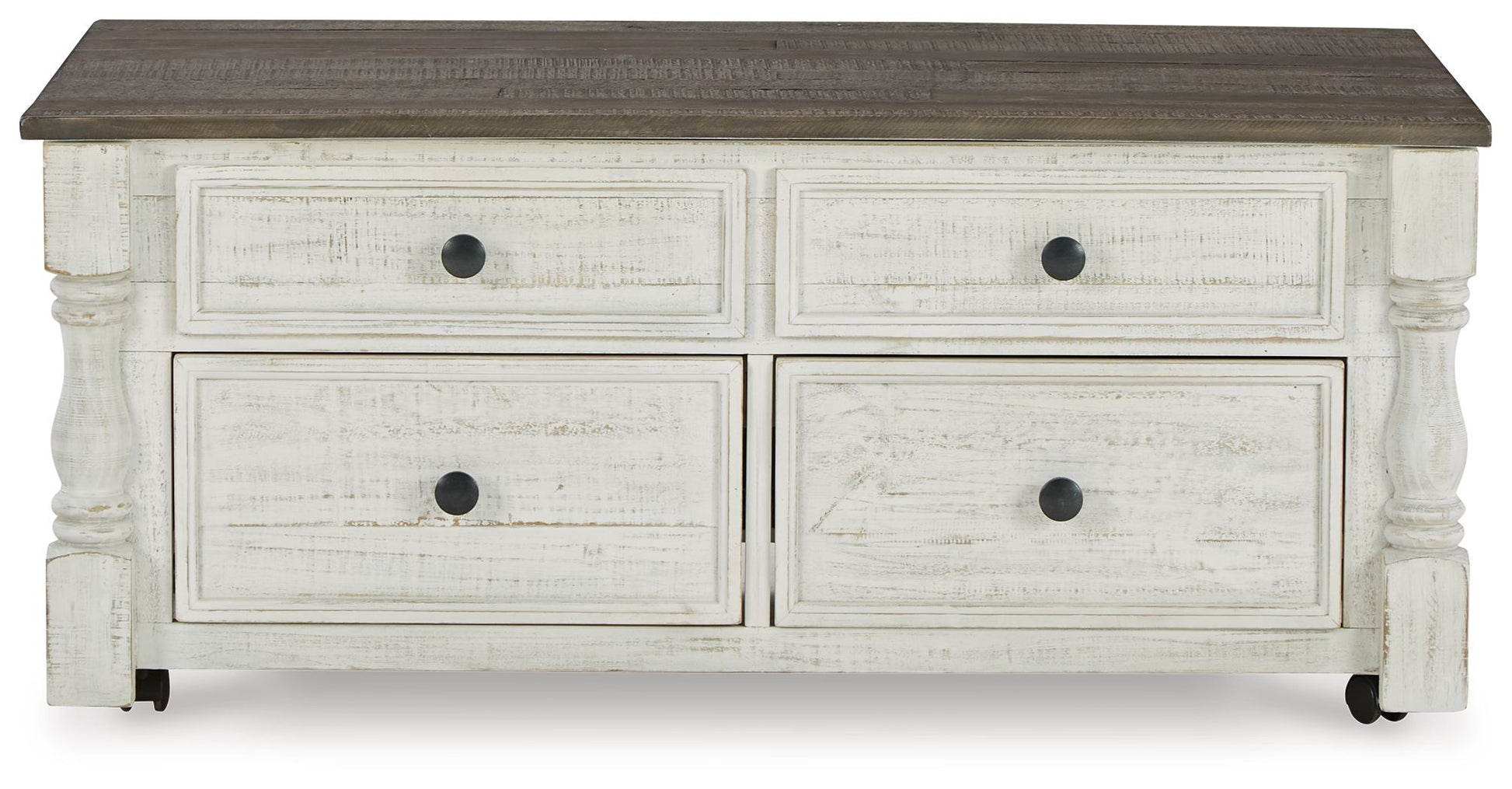 Havalance - Lift Top Cocktail Table with Storage Drawers - White / Gray - Hornell Furniture Outlet