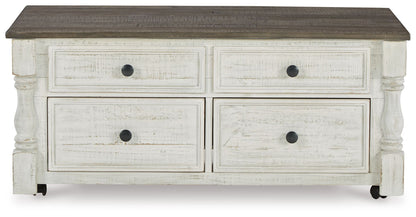 Havalance - Lift Top Cocktail Table with Storage Drawers - White / Gray - Hornell Furniture Outlet