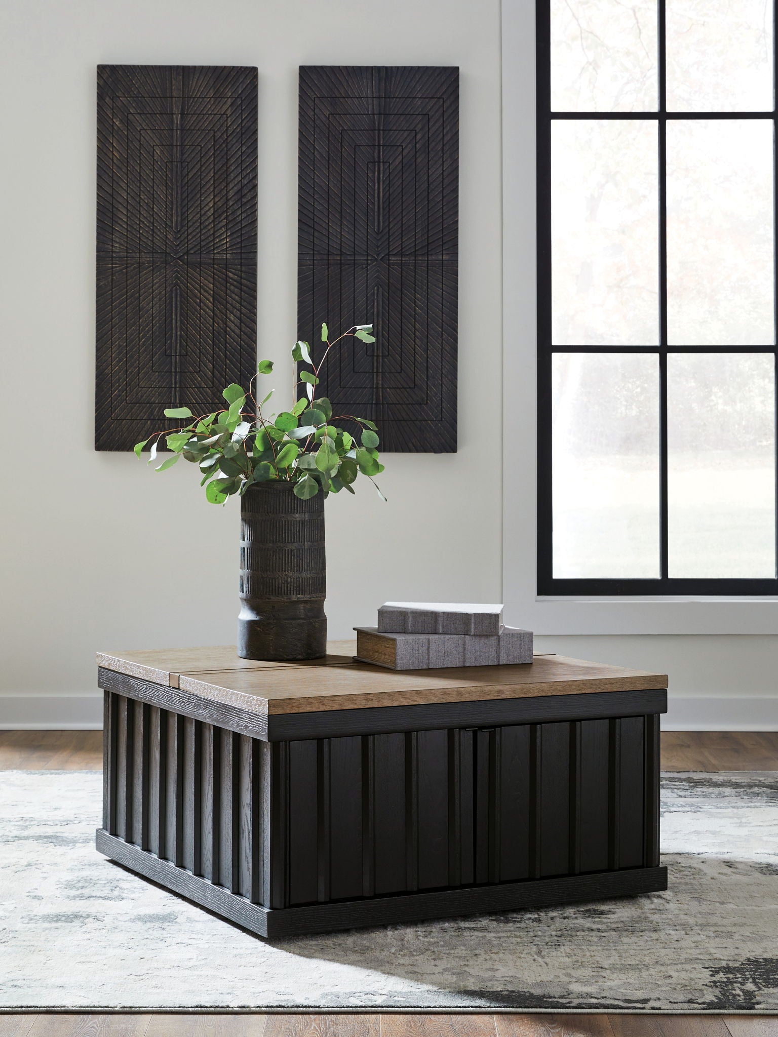 Rylandyn - Lift Top Cocktail Table - Black / Light Brown - Hornell Furniture Outlet