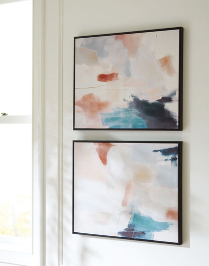 Caldish - Blue / White / Pink - Wall Art Set (Set of 2) - Hornell Furniture Outlet