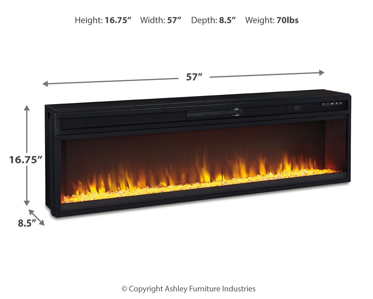 Entertainment Accessories - Black - Wide Fireplace Insert - Hornell Furniture Outlet