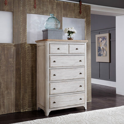 Farmhouse Reimagined - 5 Drawer Chest - White - Hornell Furniture Outlet