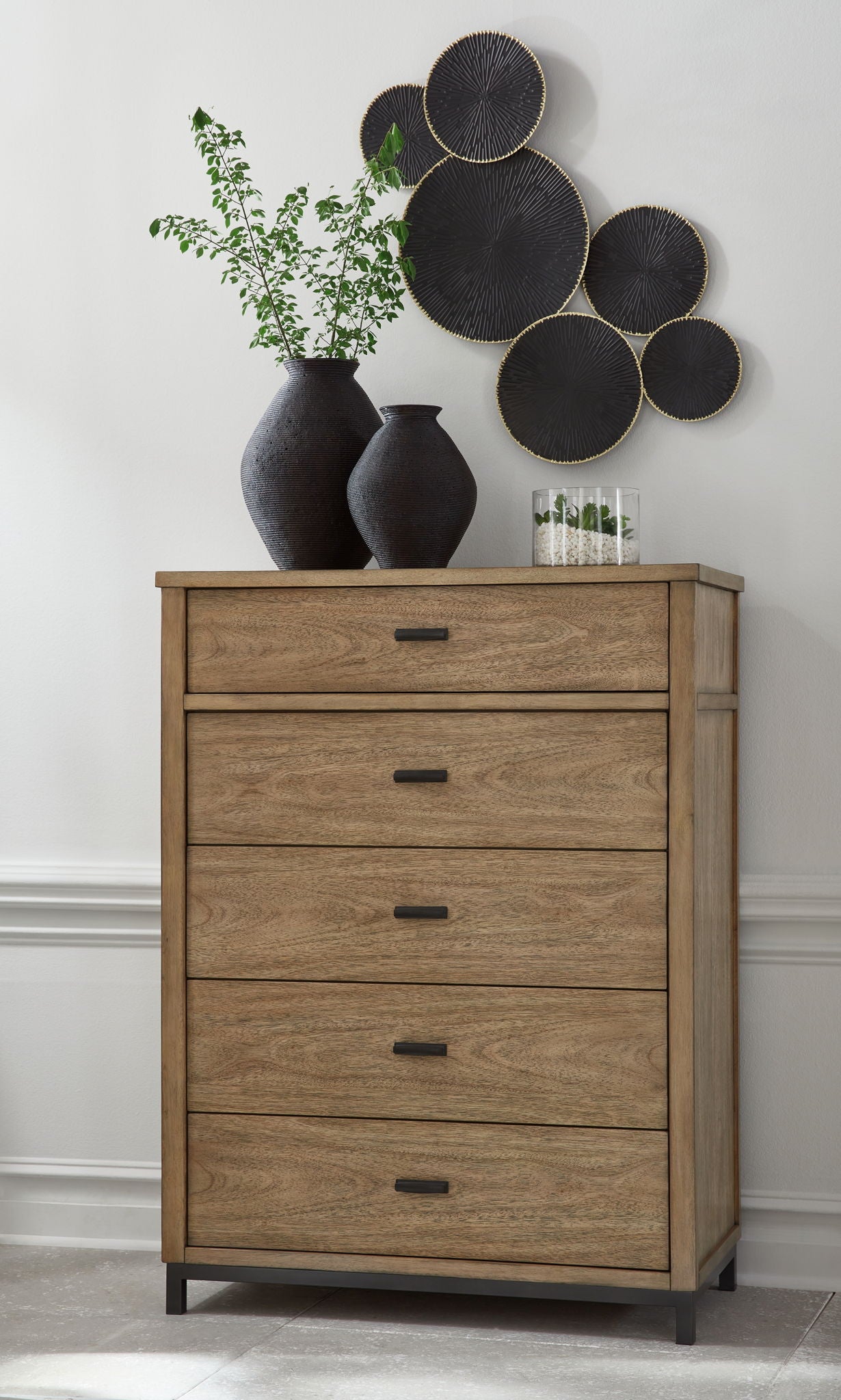 Tomtyn - Light Brown - Five Drawer Chest - Hornell Furniture Outlet