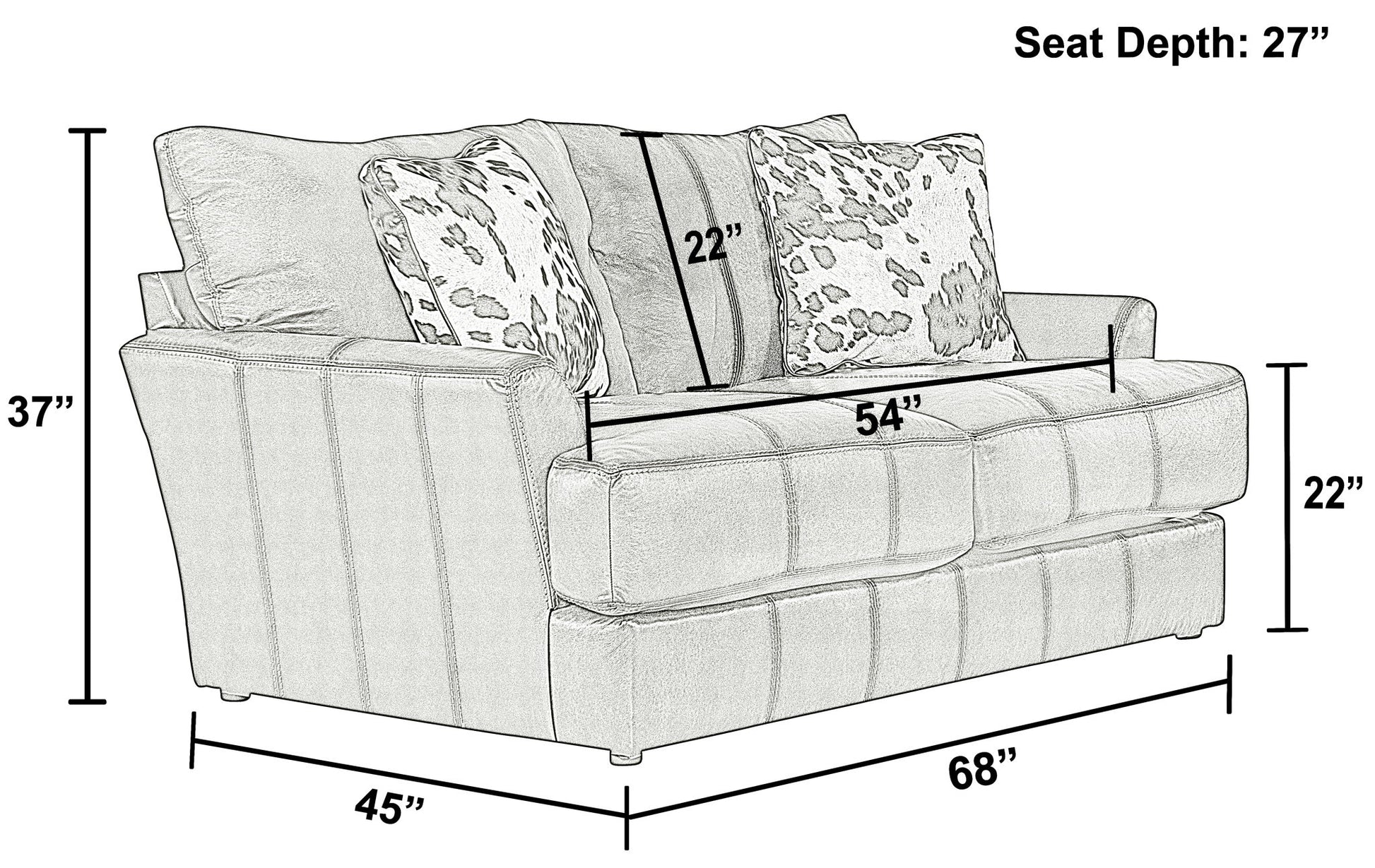 Pavia - Top Grain Italian Leather Loveseat With Cuddler Cushions - Cocoa - Hornell Furniture Outlet