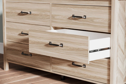 Battelle - Tan - Six Drawer Dresser - Hornell Furniture Outlet