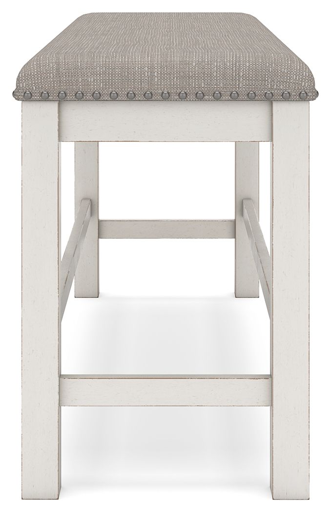 Robbinsdale - Antique White - Dbl Counter Height Upholstered Dining Bench - Hornell Furniture Outlet