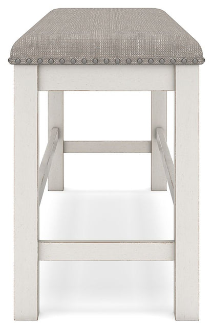 Robbinsdale - Antique White - Dbl Counter Height Upholstered Dining Bench - Hornell Furniture Outlet