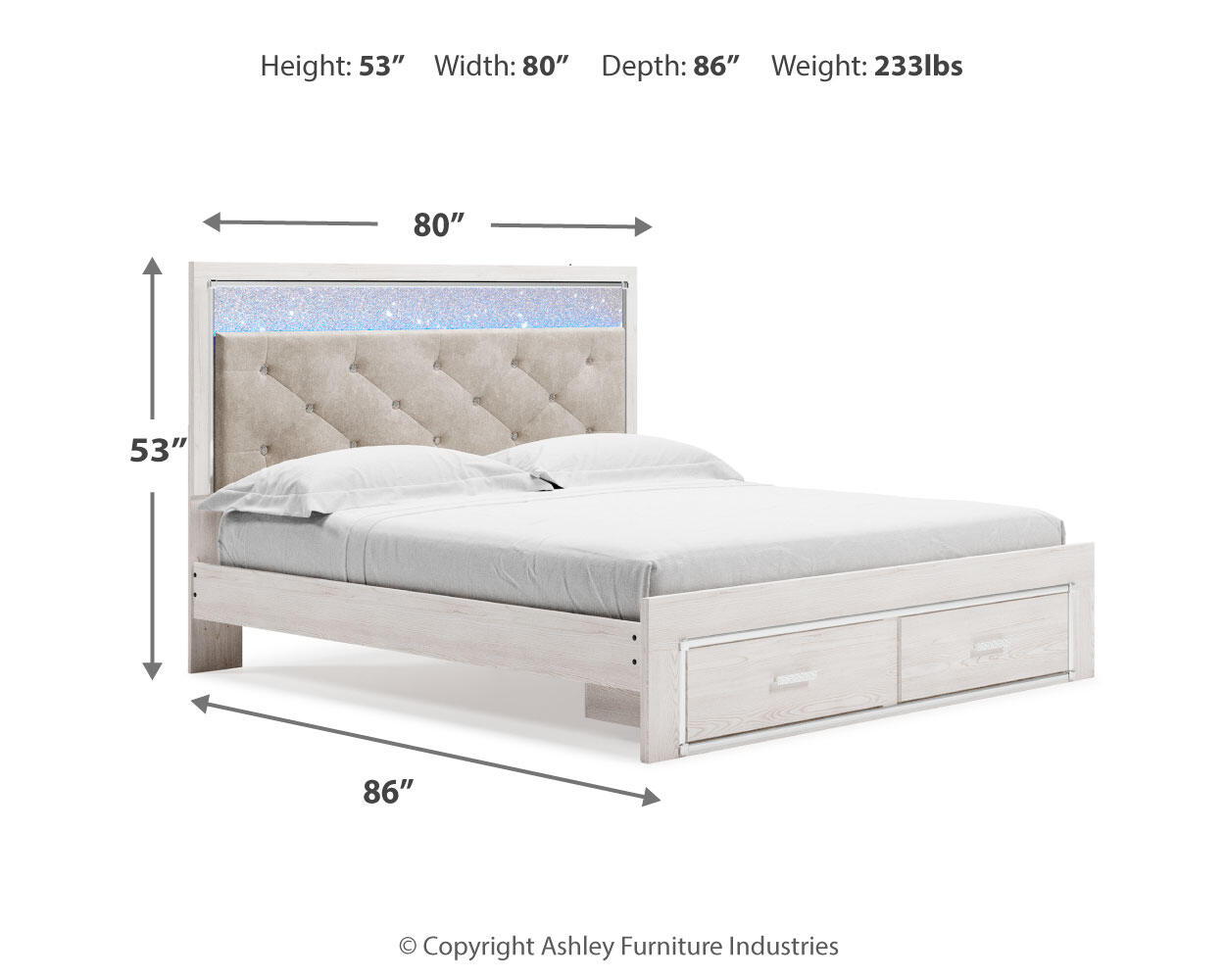 Altyra - King Upholstered Storage Bed - White - Hornell Furniture Outlet