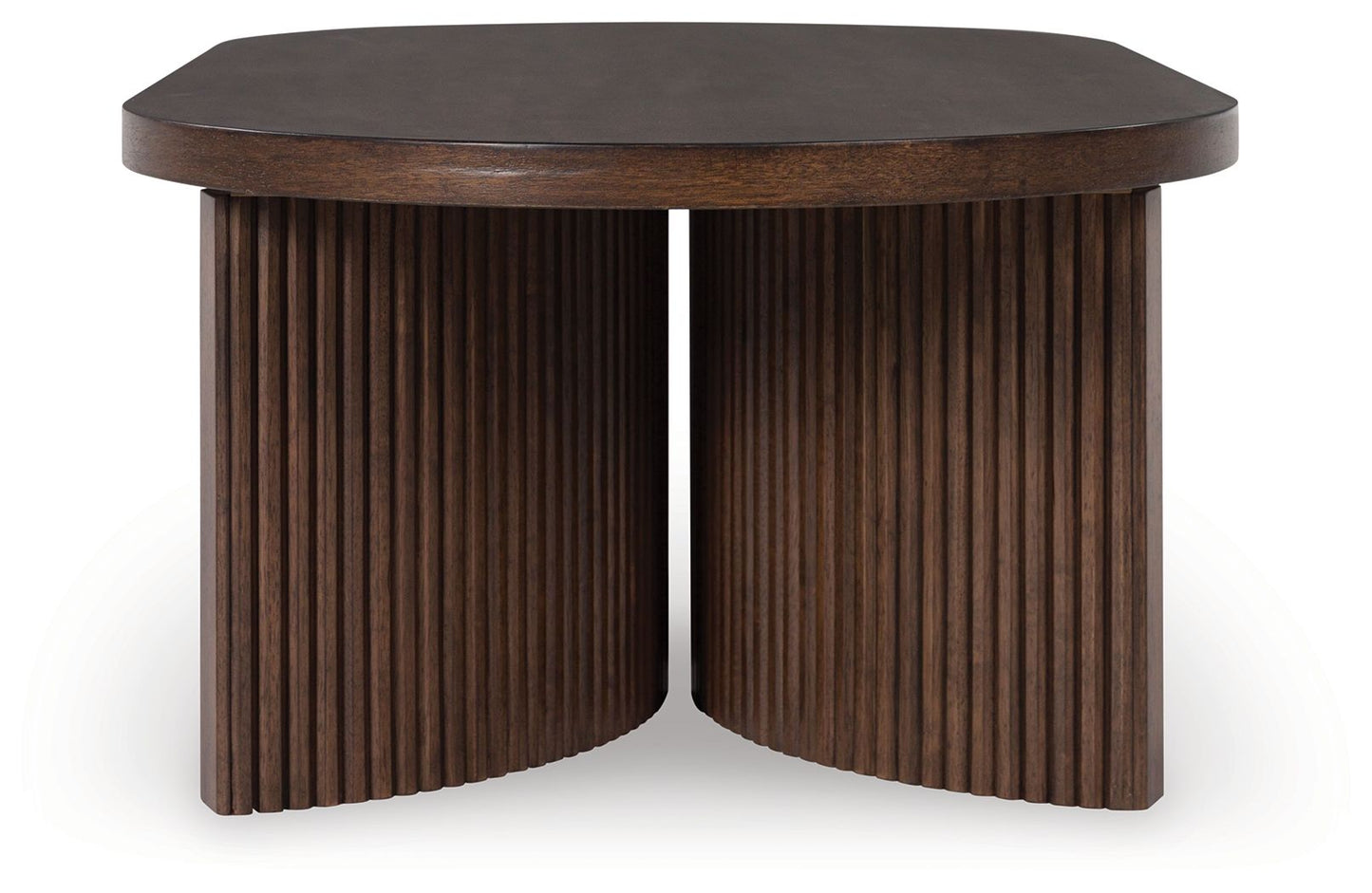 Korestone - Dark Brown - Oval Cocktail Table - Hornell Furniture Outlet