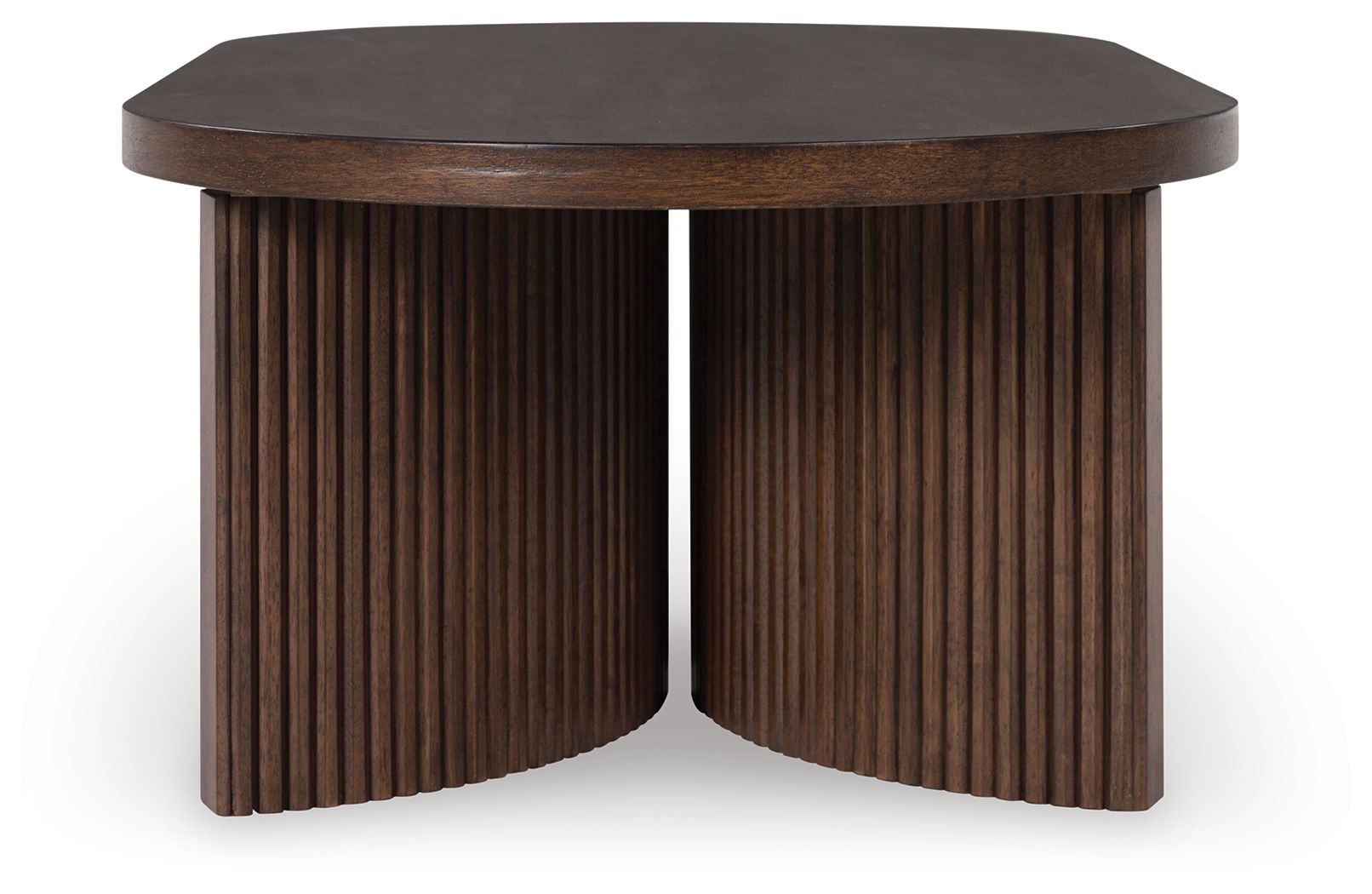 Korestone - Dark Brown - Oval Cocktail Table - Hornell Furniture Outlet