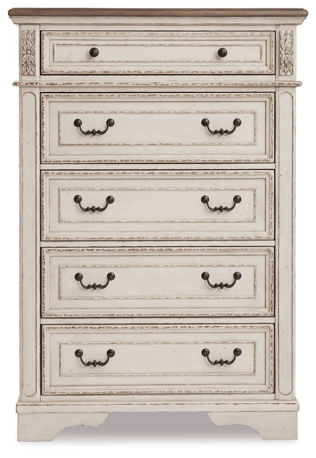Realyn - Five Drawer Chest - White / Brown / Beige - Hornell Furniture Outlet